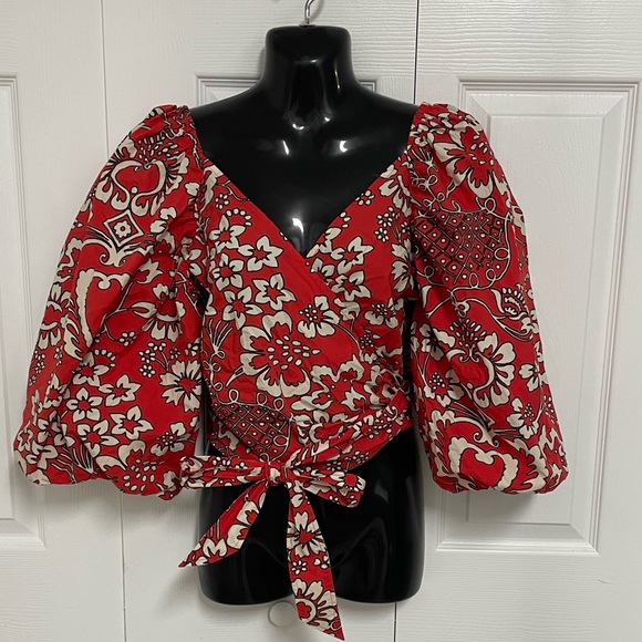 Rhode Floral Iris Crop Top Red Floral Print Womans Size Large - Picture 5 of 8